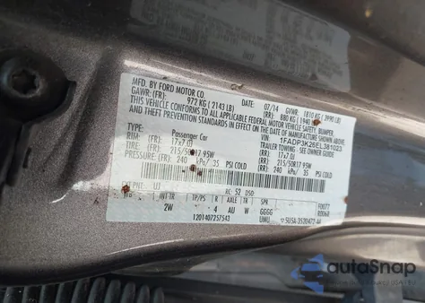 2014 Ford Focus Se z USA, uszkodzony, nr VIN 1FADP3K26EL381023